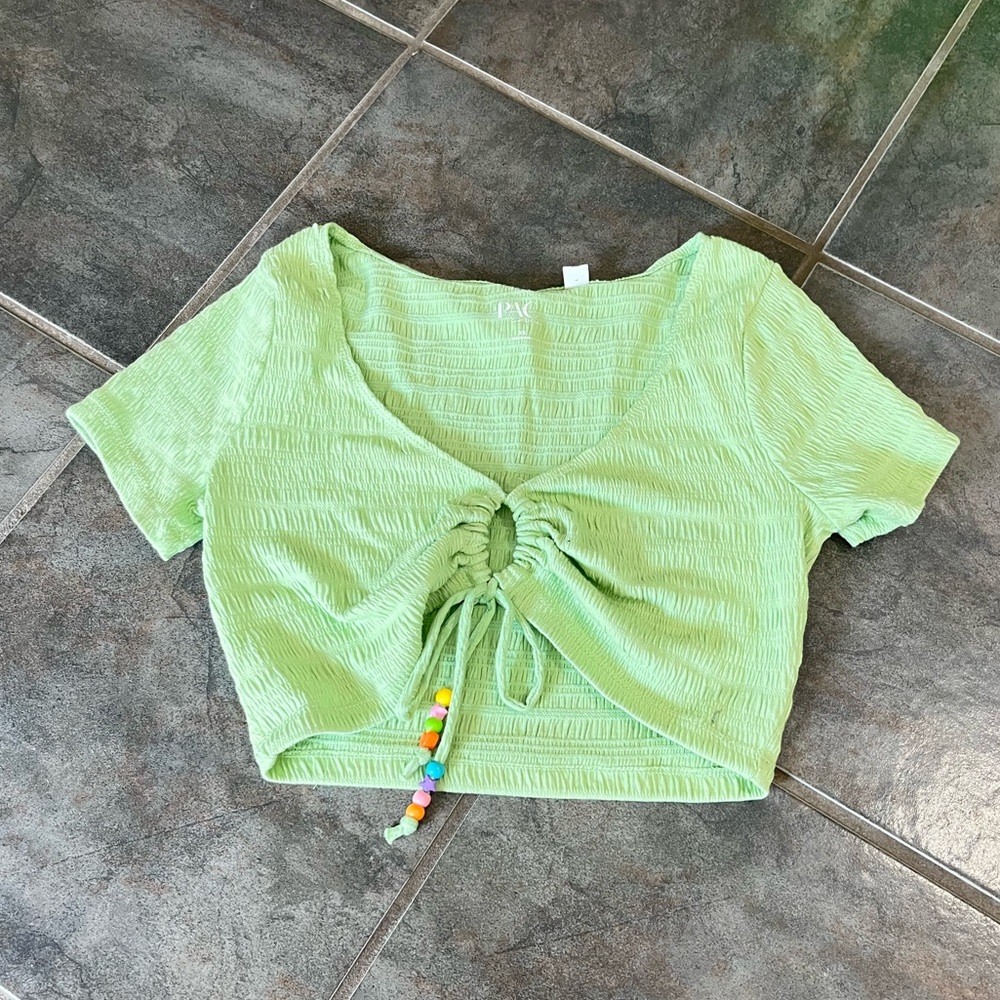 Pacsun Green Summer Crop Top with beads